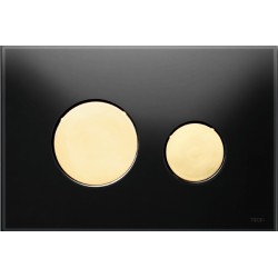 TECEloop - przyciski spłukujące WC, szkło czarne, przyciski złote TECE